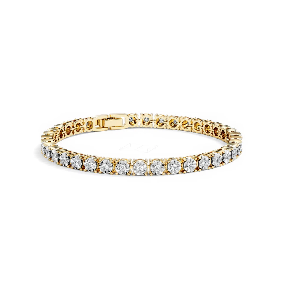 Mens Lab Diamond 1.00ct Tennis Bracelet in 18K Gold Vermeil