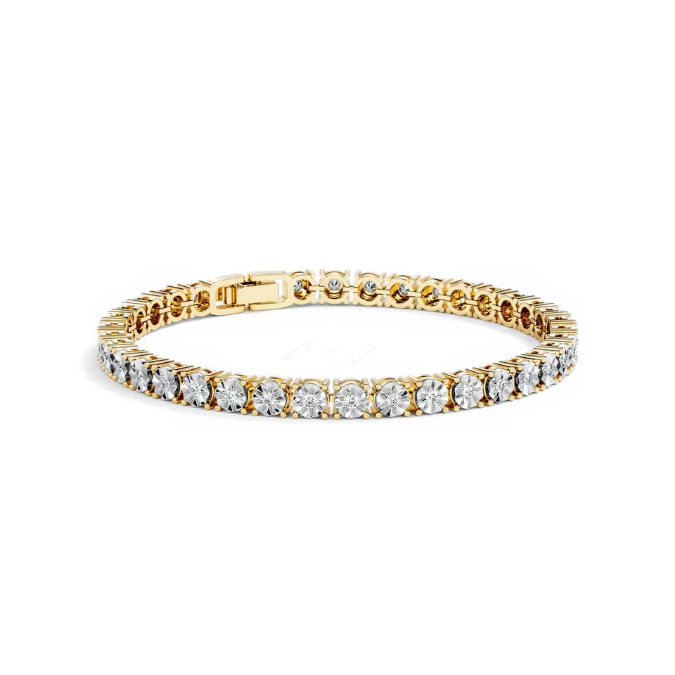 Mens Lab Diamond 1.00ct Tennis Bracelet in 18K Gold Vermeil