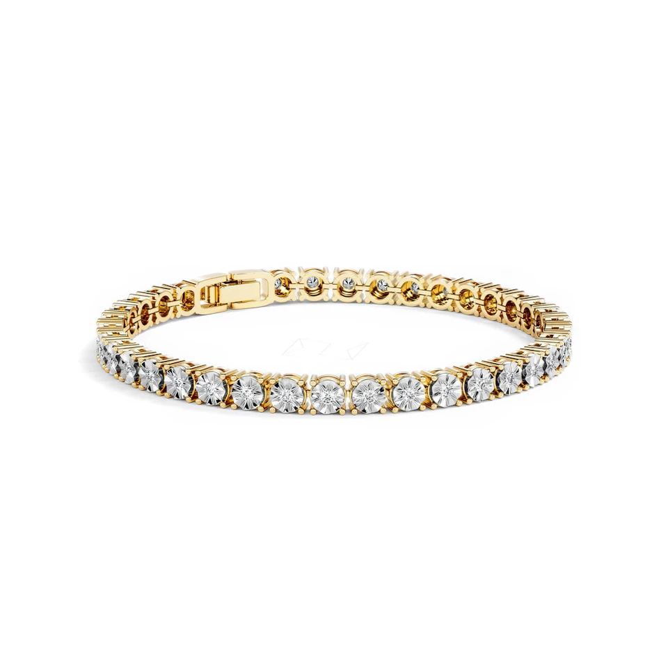 Mens Lab Diamond 1.00ct Tennis Bracelet in 18K Gold Vermeil