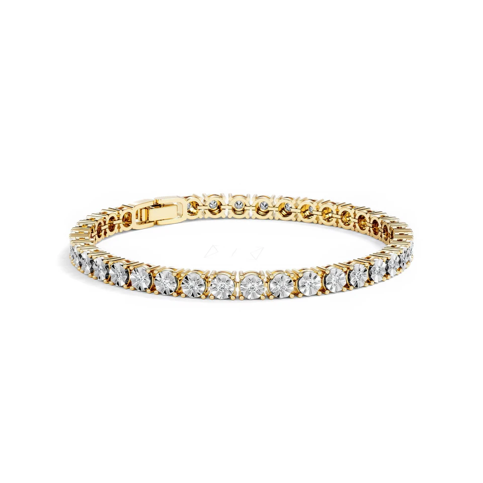 Mens Lab Diamond 1.00ct Tennis Bracelet in 18K Gold Vermeil