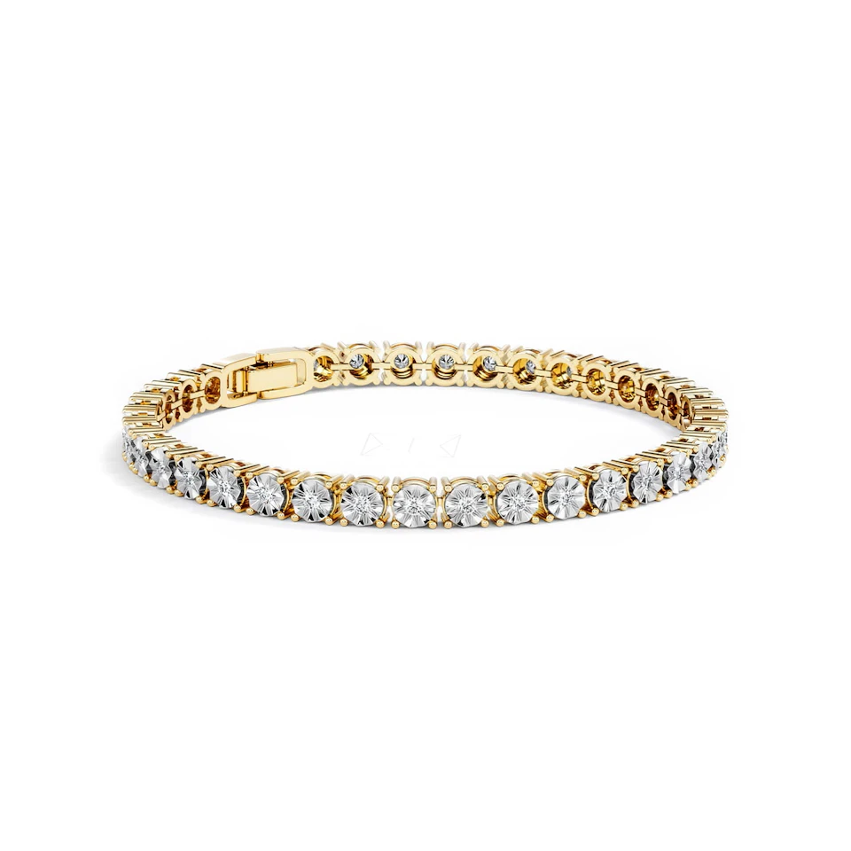 Mens Lab Diamond 1.00ct Tennis Bracelet in 18K Gold Vermeil