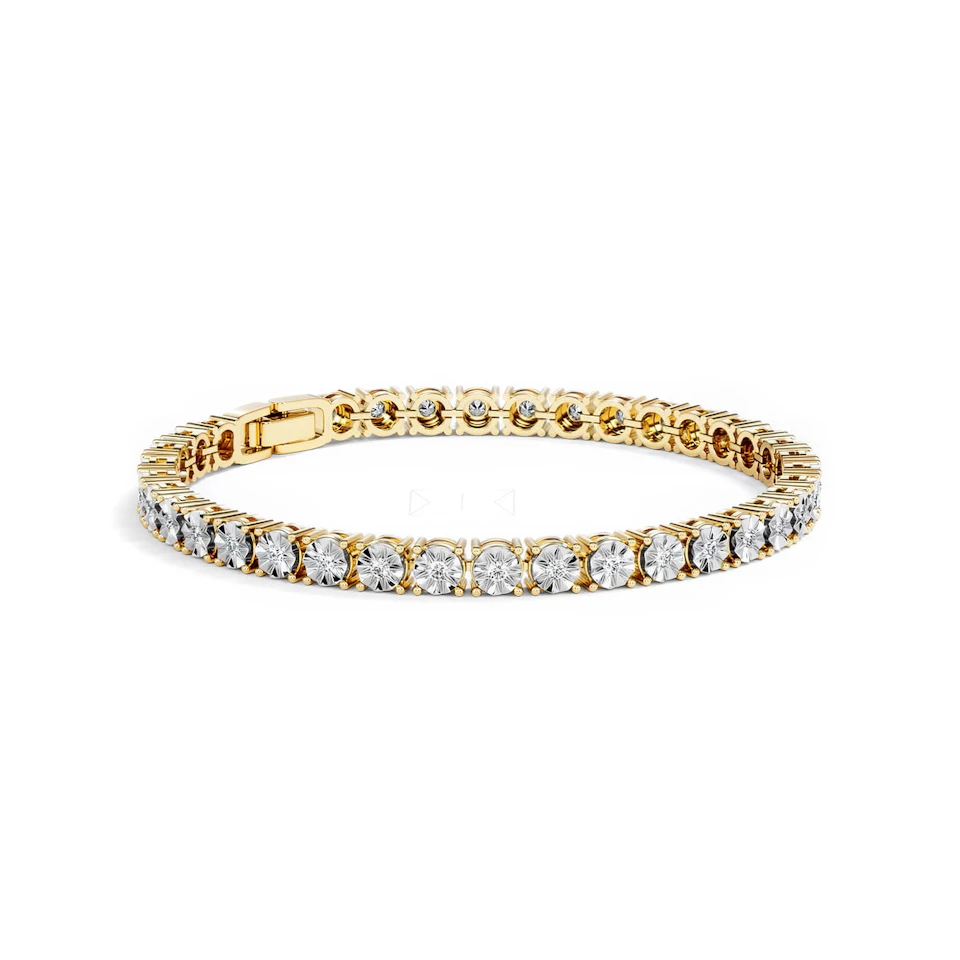 Mens Lab Diamond 1.00ct Tennis Bracelet in 18K Gold Vermeil