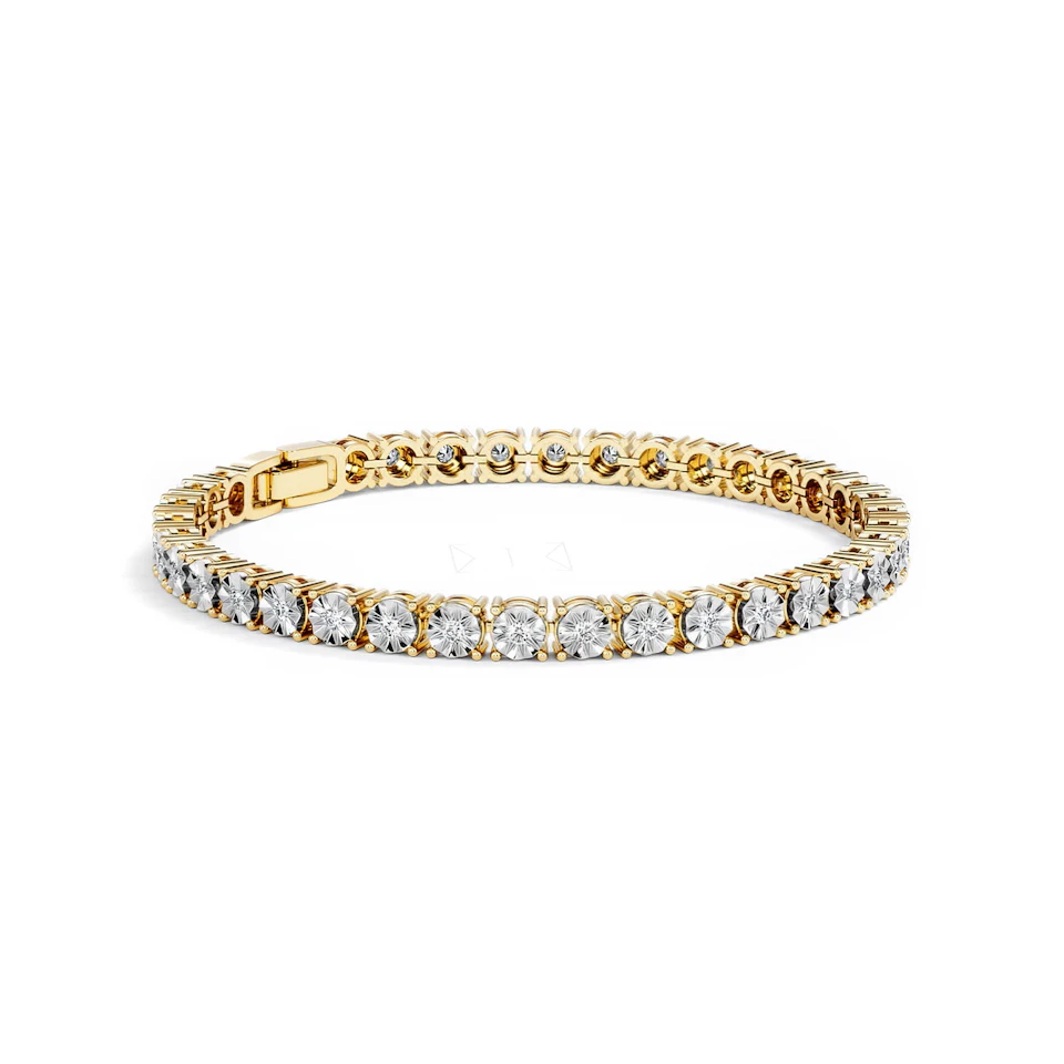 Mens Lab Diamond 1.00ct Tennis Bracelet in 18K Gold Vermeil