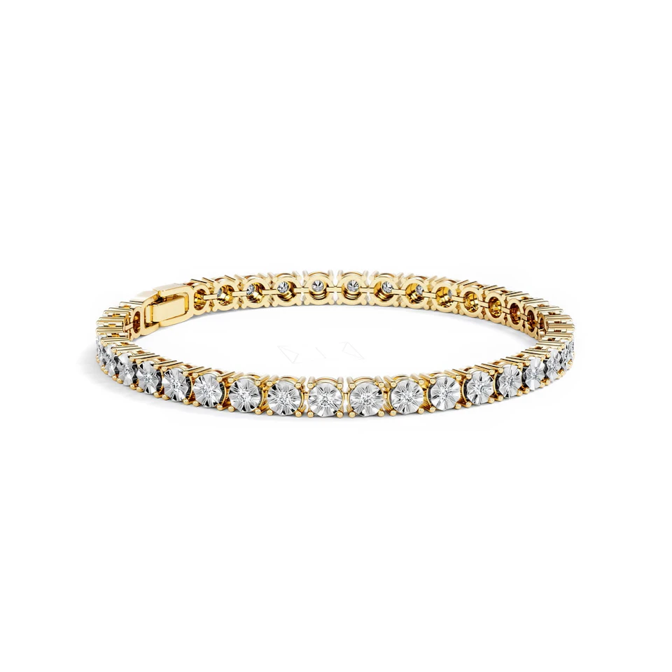 Mens Lab Diamond 1.00ct Tennis Bracelet in 18K Gold Vermeil