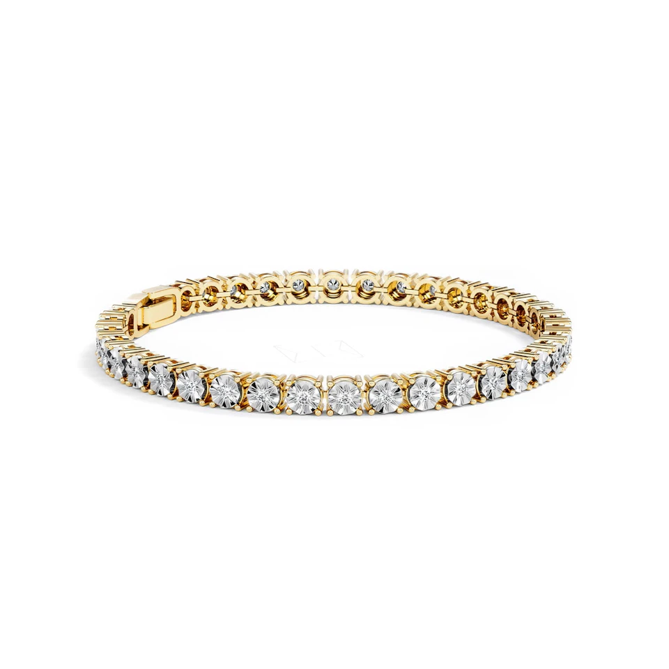 Mens Lab Diamond 1.00ct Tennis Bracelet in 18K Gold Vermeil