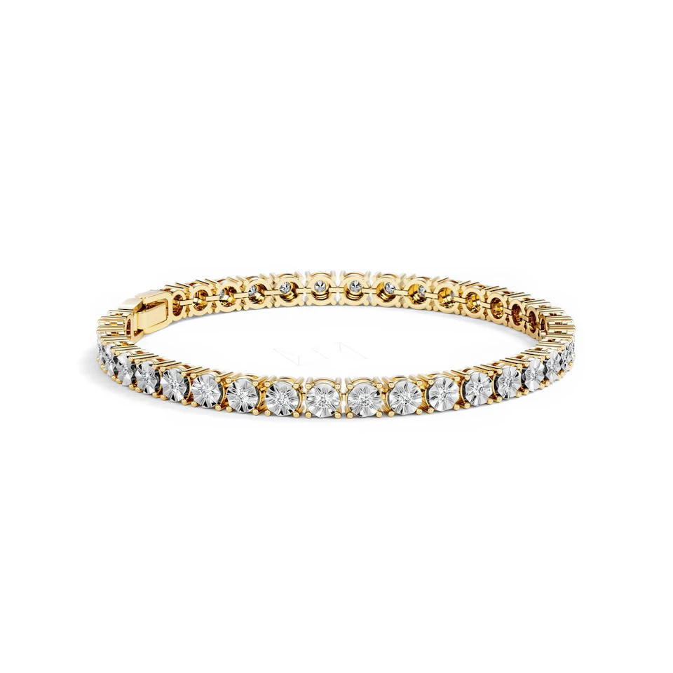 Mens Lab Diamond 1.00ct Tennis Bracelet in 18K Gold Vermeil