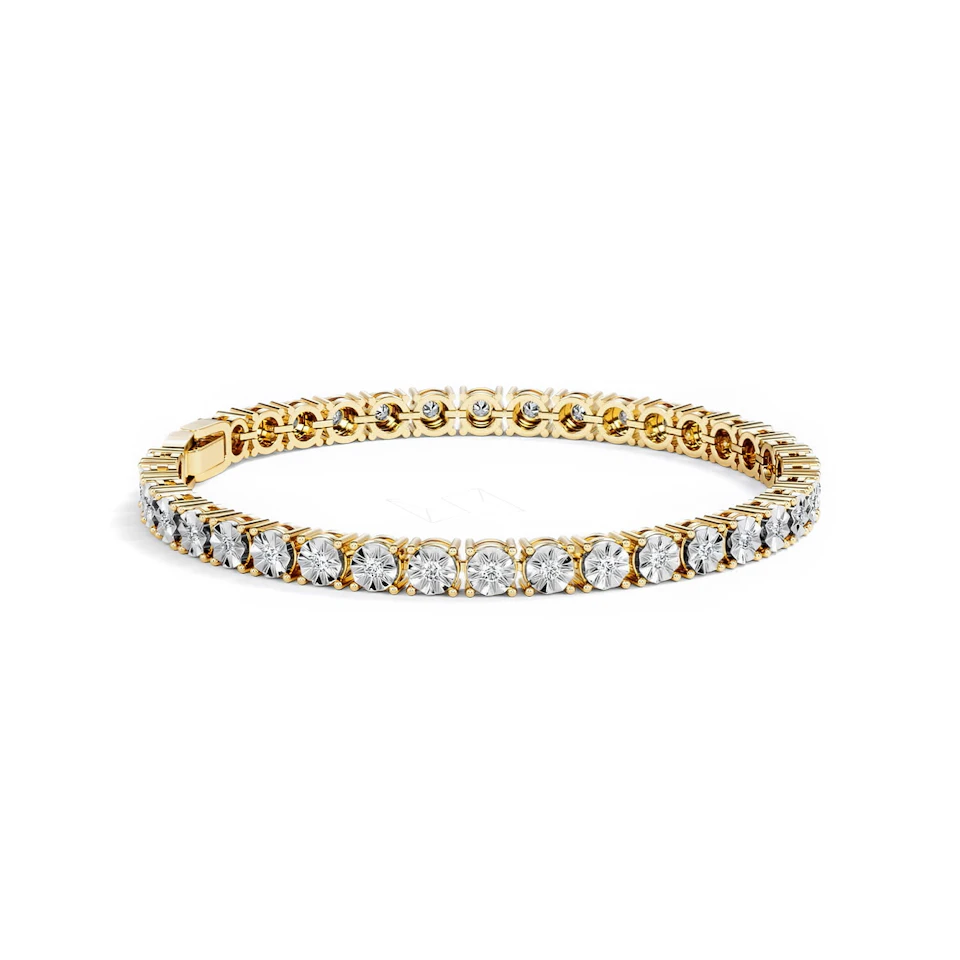 Mens Lab Diamond 1.00ct Tennis Bracelet in 18K Gold Vermeil