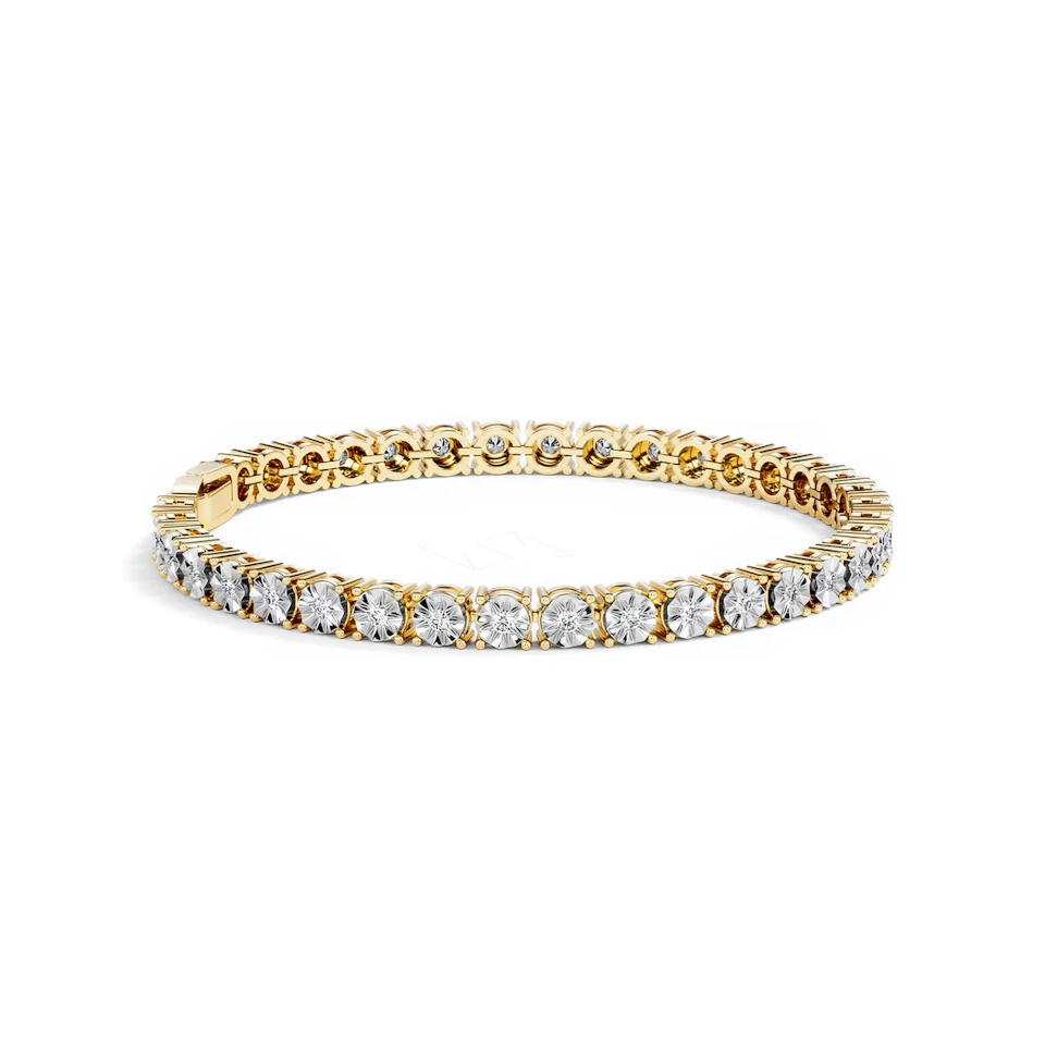 Mens Lab Diamond 1.00ct Tennis Bracelet in 18K Gold Vermeil