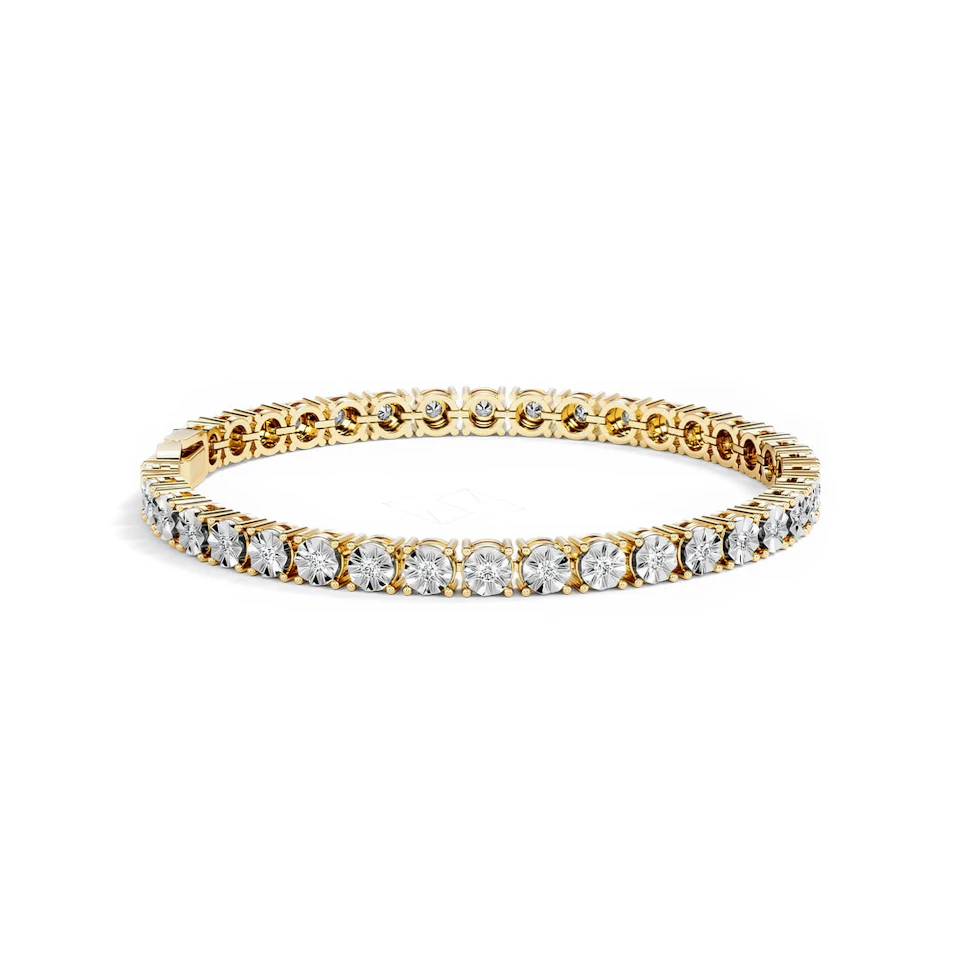 Mens Lab Diamond 1.00ct Tennis Bracelet in 18K Gold Vermeil