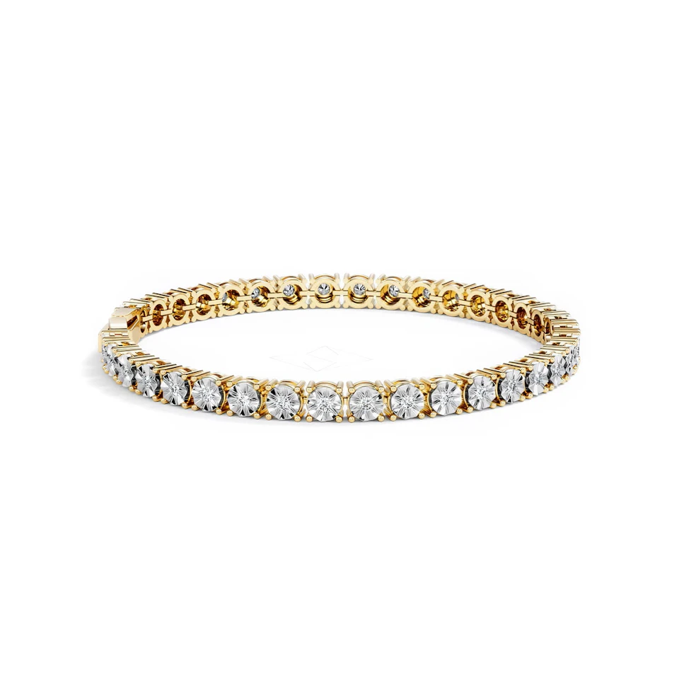 Mens Lab Diamond 1.00ct Tennis Bracelet in 18K Gold Vermeil