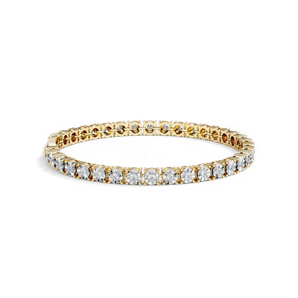 Mens Lab Diamond 1.00ct Tennis Bracelet in 18K Gold Vermeil