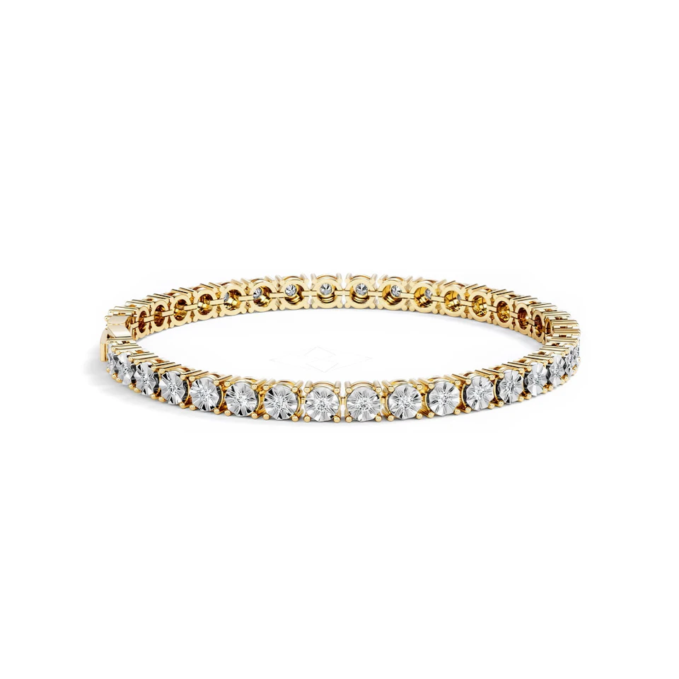 Mens Lab Diamond 1.00ct Tennis Bracelet in 18K Gold Vermeil