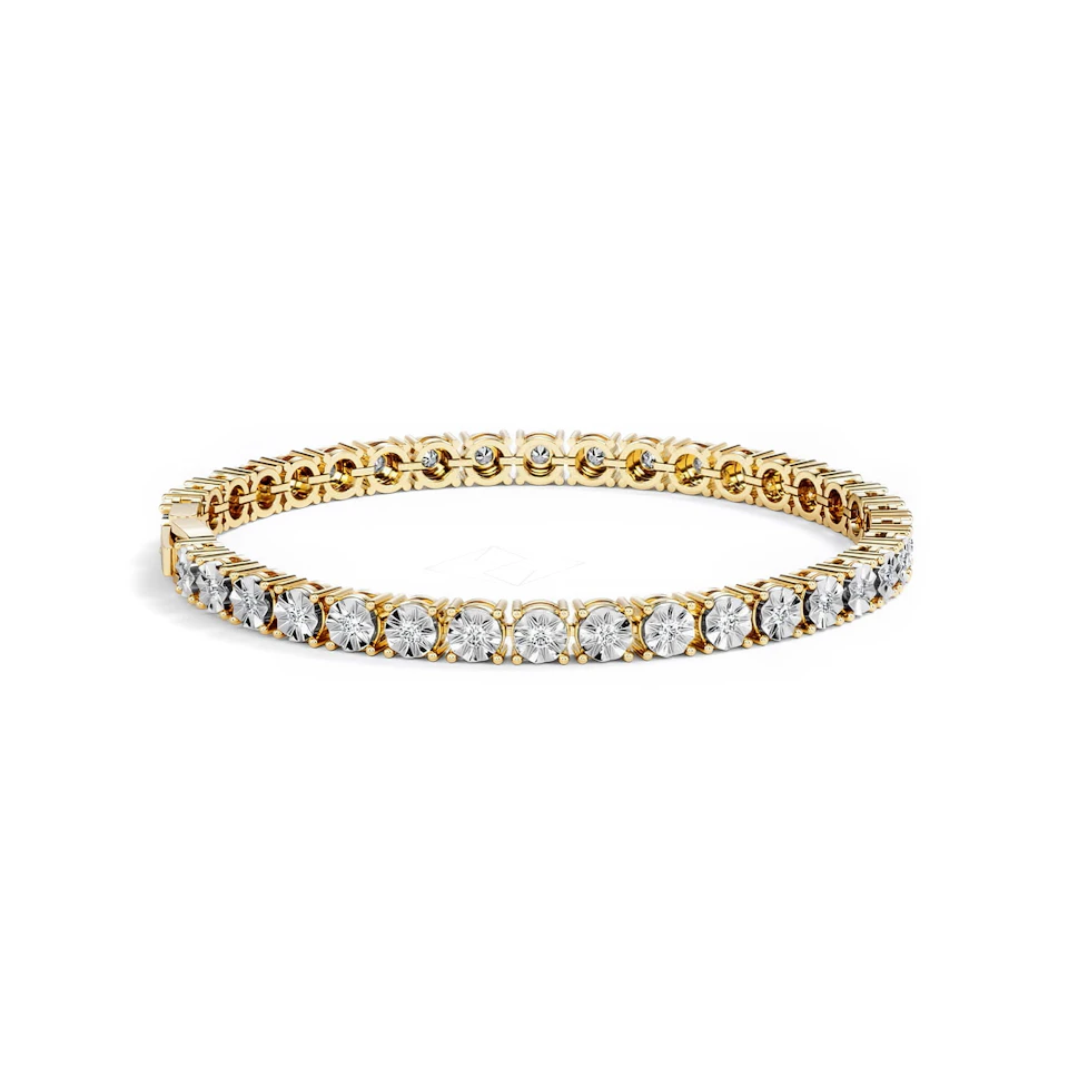 Mens Lab Diamond 1.00ct Tennis Bracelet in 18K Gold Vermeil