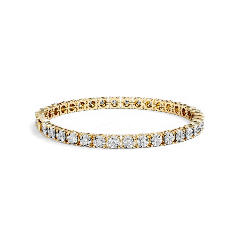 Mens Lab Diamond 1.00ct Tennis Bracelet in 18K Gold Vermeil