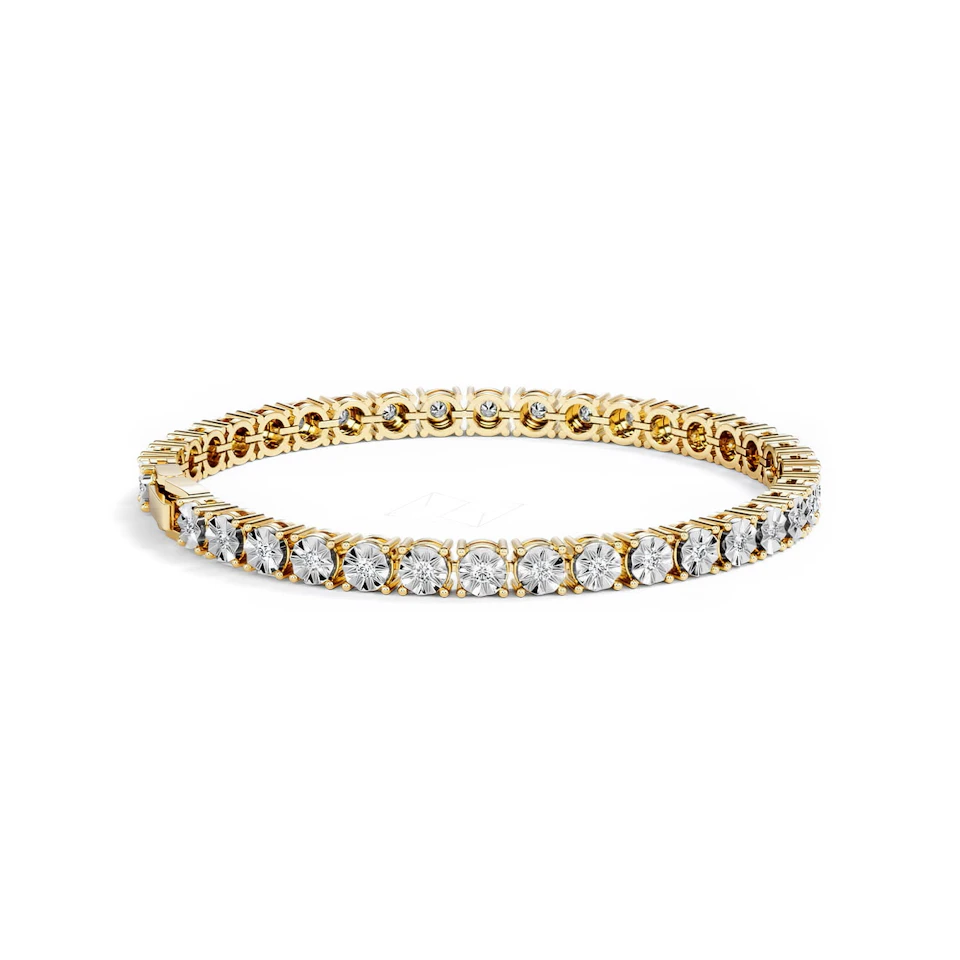 Mens Lab Diamond 1.00ct Tennis Bracelet in 18K Gold Vermeil
