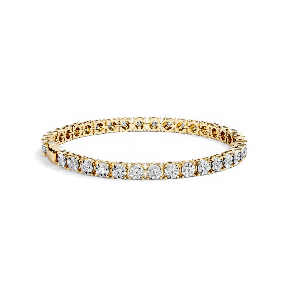 Mens Lab Diamond 1.00ct Tennis Bracelet in 18K Gold Vermeil