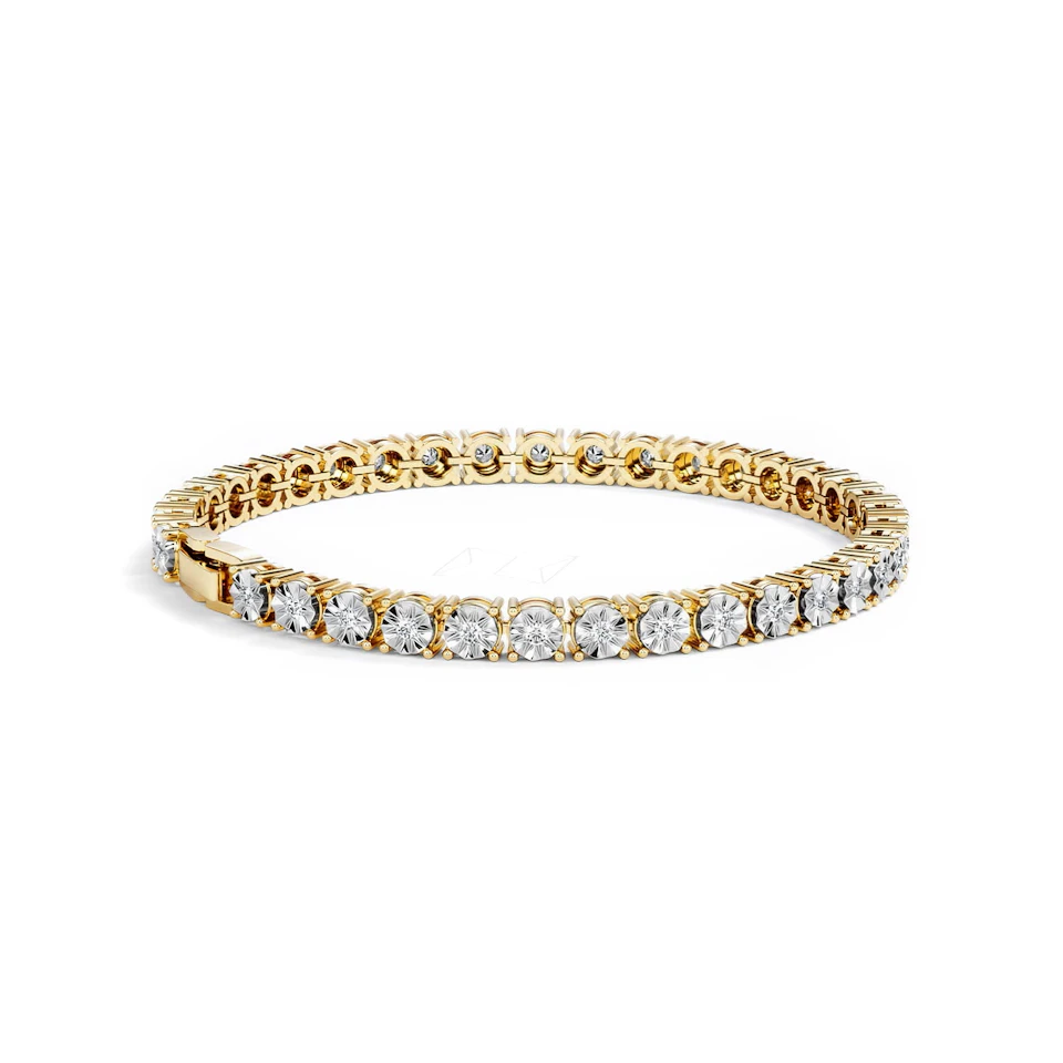 Mens Lab Diamond 1.00ct Tennis Bracelet in 18K Gold Vermeil