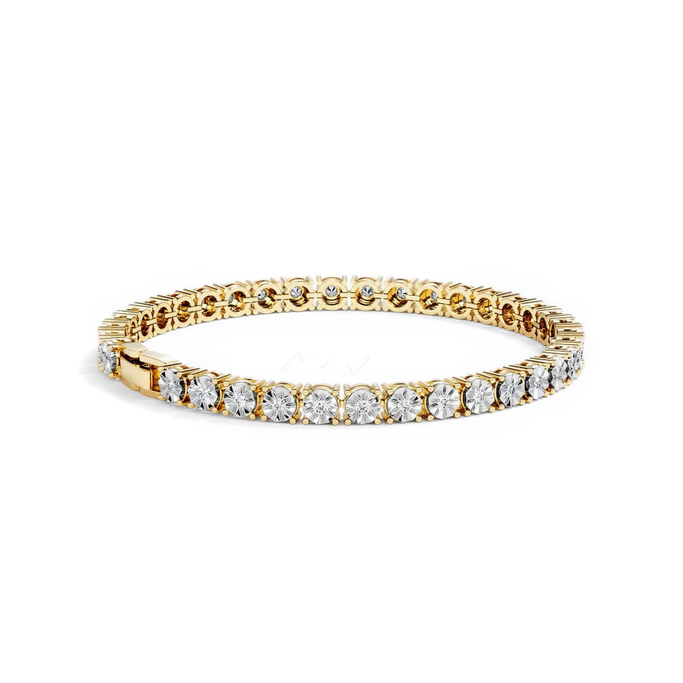Mens Lab Diamond 1.00ct Tennis Bracelet in 18K Gold Vermeil