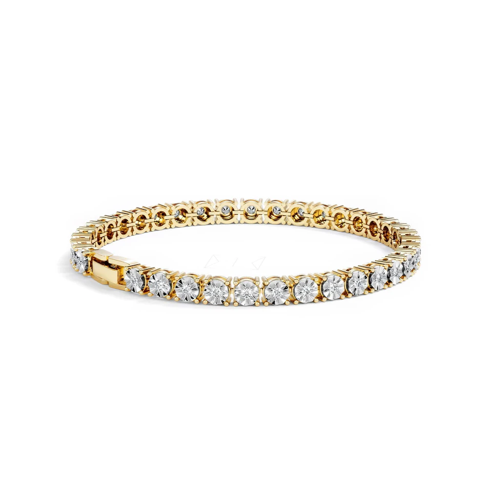 Mens Lab Diamond 1.00ct Tennis Bracelet in 18K Gold Vermeil