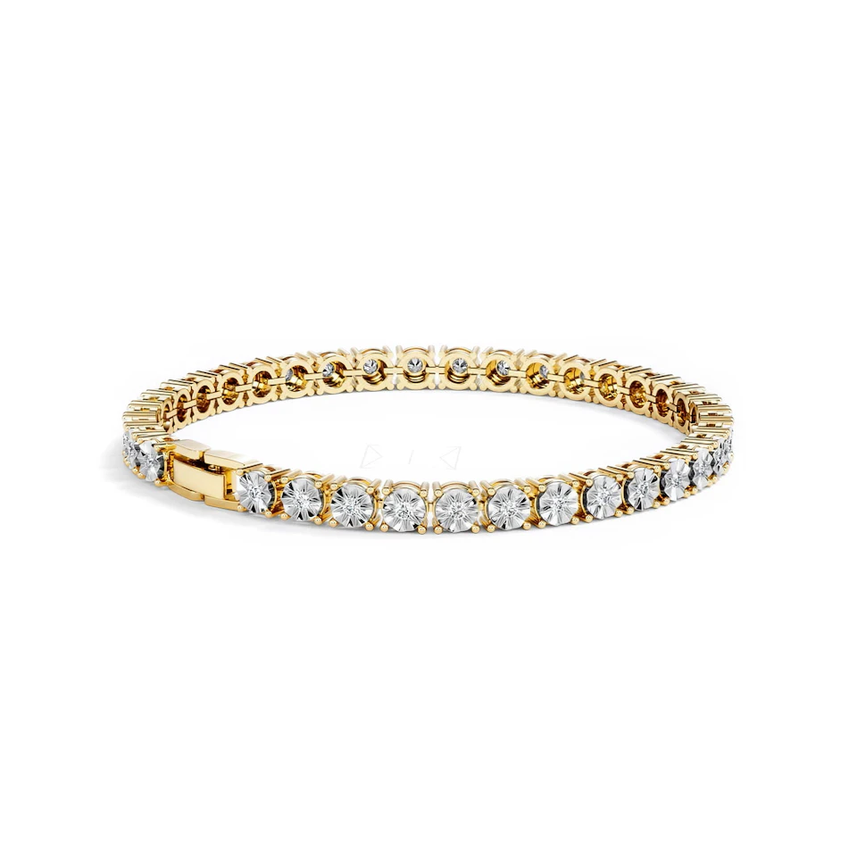 Mens Lab Diamond 1.00ct Tennis Bracelet in 18K Gold Vermeil