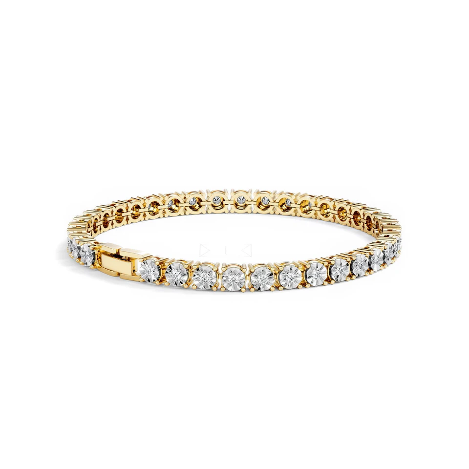 Mens Lab Diamond 1.00ct Tennis Bracelet in 18K Gold Vermeil