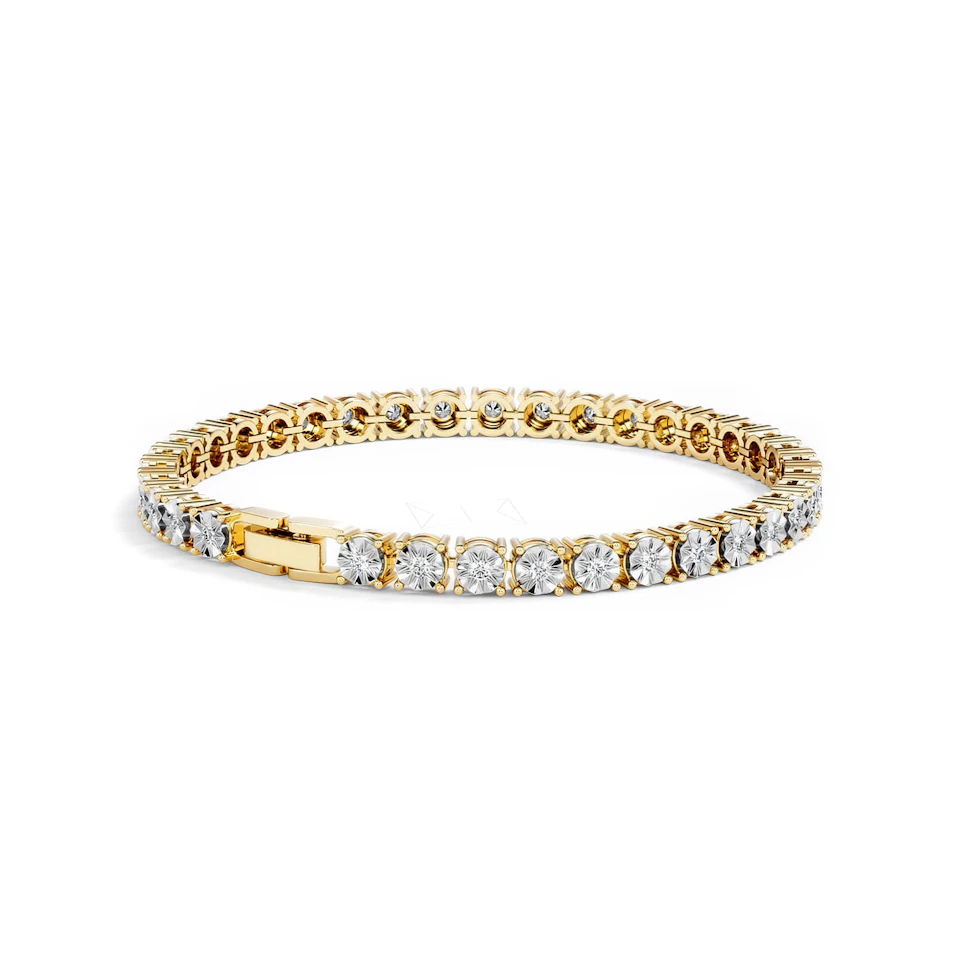 Mens Lab Diamond 1.00ct Tennis Bracelet in 18K Gold Vermeil