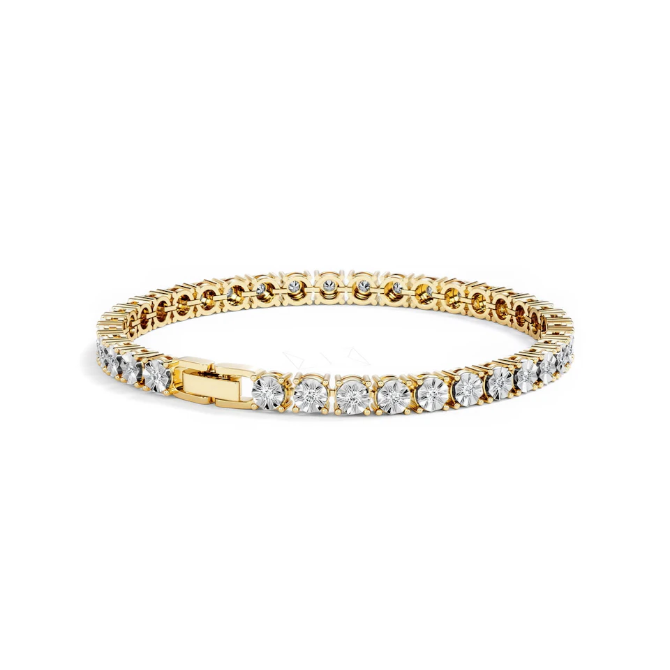 Mens Lab Diamond 1.00ct Tennis Bracelet in 18K Gold Vermeil