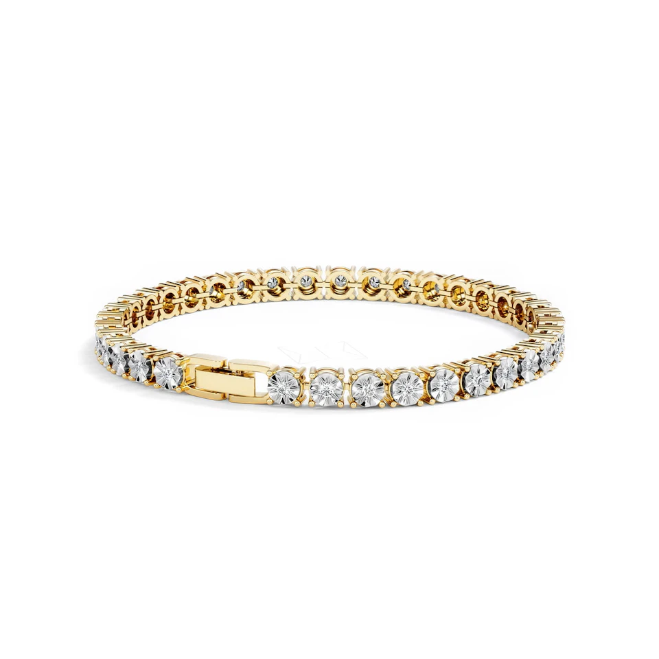 Mens Lab Diamond 1.00ct Tennis Bracelet in 18K Gold Vermeil