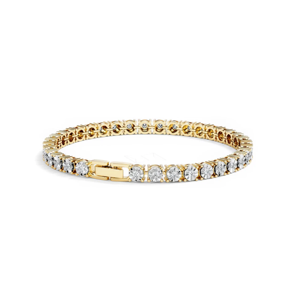 Mens Lab Diamond 1.00ct Tennis Bracelet in 18K Gold Vermeil
