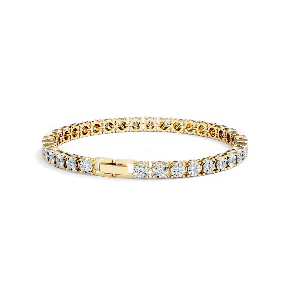 Mens Lab Diamond 1.00ct Tennis Bracelet in 18K Gold Vermeil