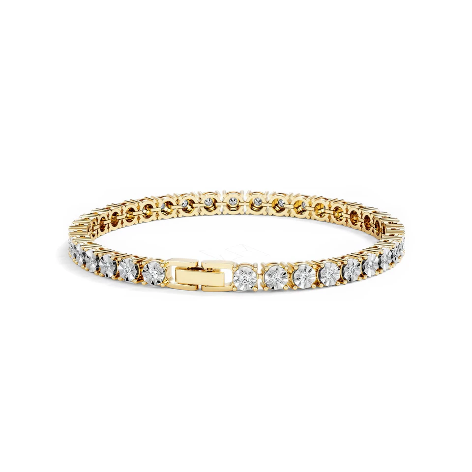 Mens Lab Diamond 1.00ct Tennis Bracelet in 18K Gold Vermeil