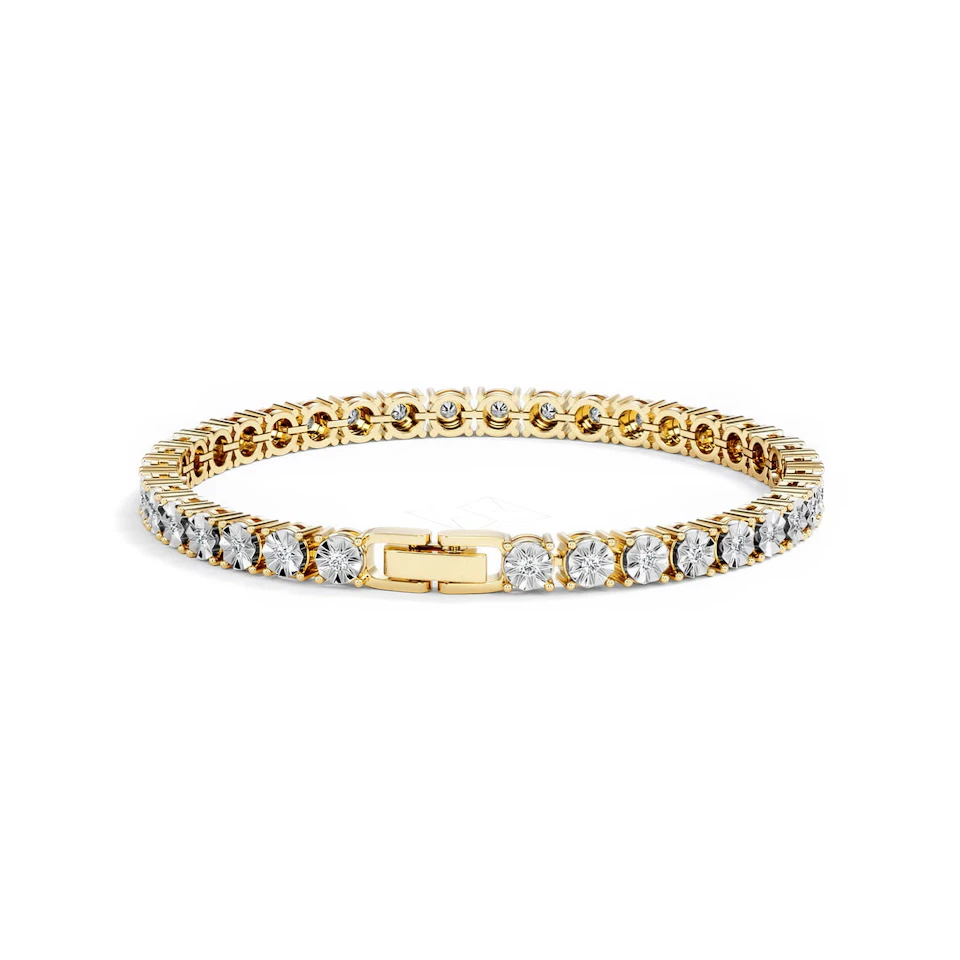 Mens Lab Diamond 1.00ct Tennis Bracelet in 18K Gold Vermeil