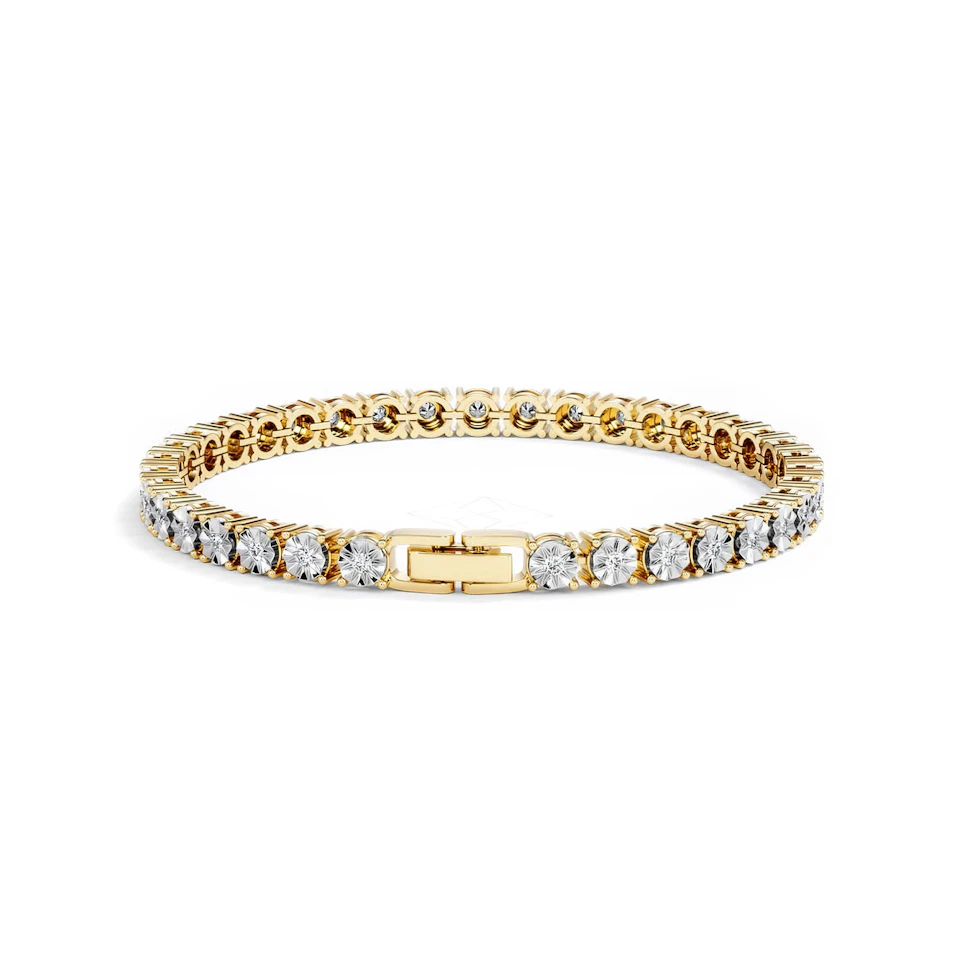 Mens Lab Diamond 1.00ct Tennis Bracelet in 18K Gold Vermeil
