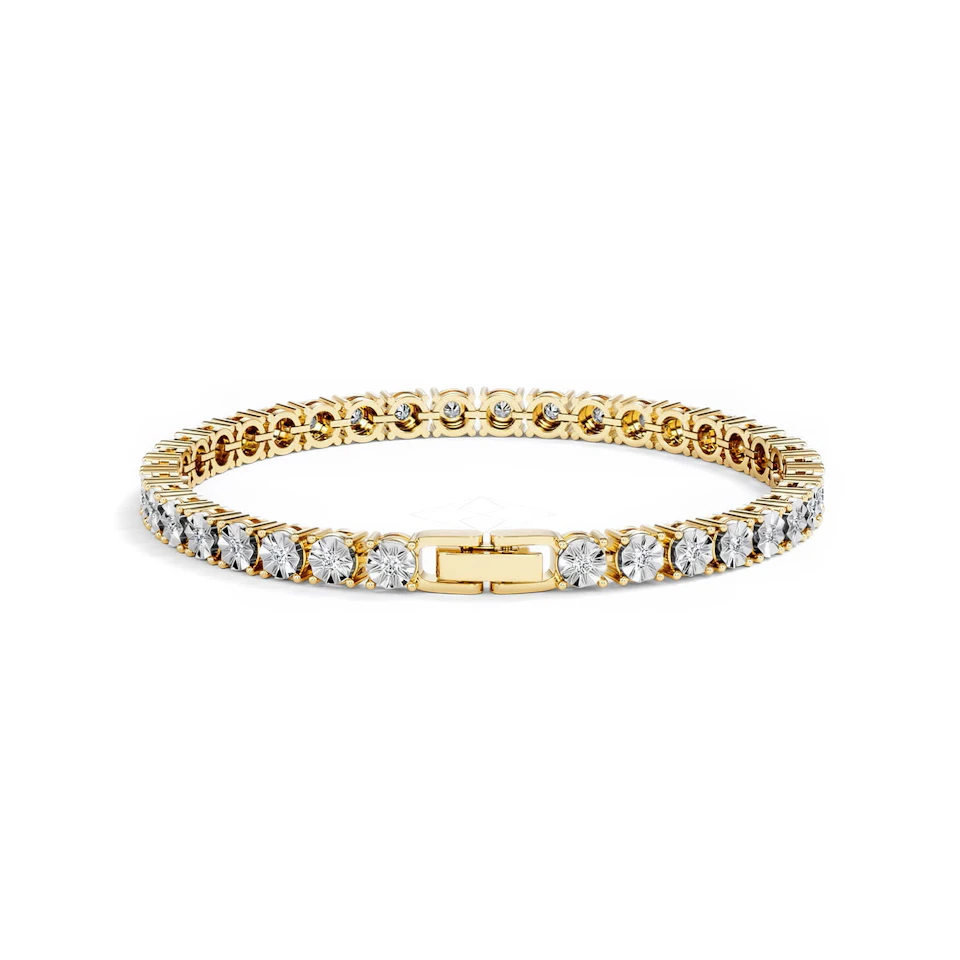 Mens Lab Diamond 1.00ct Tennis Bracelet in 18K Gold Vermeil