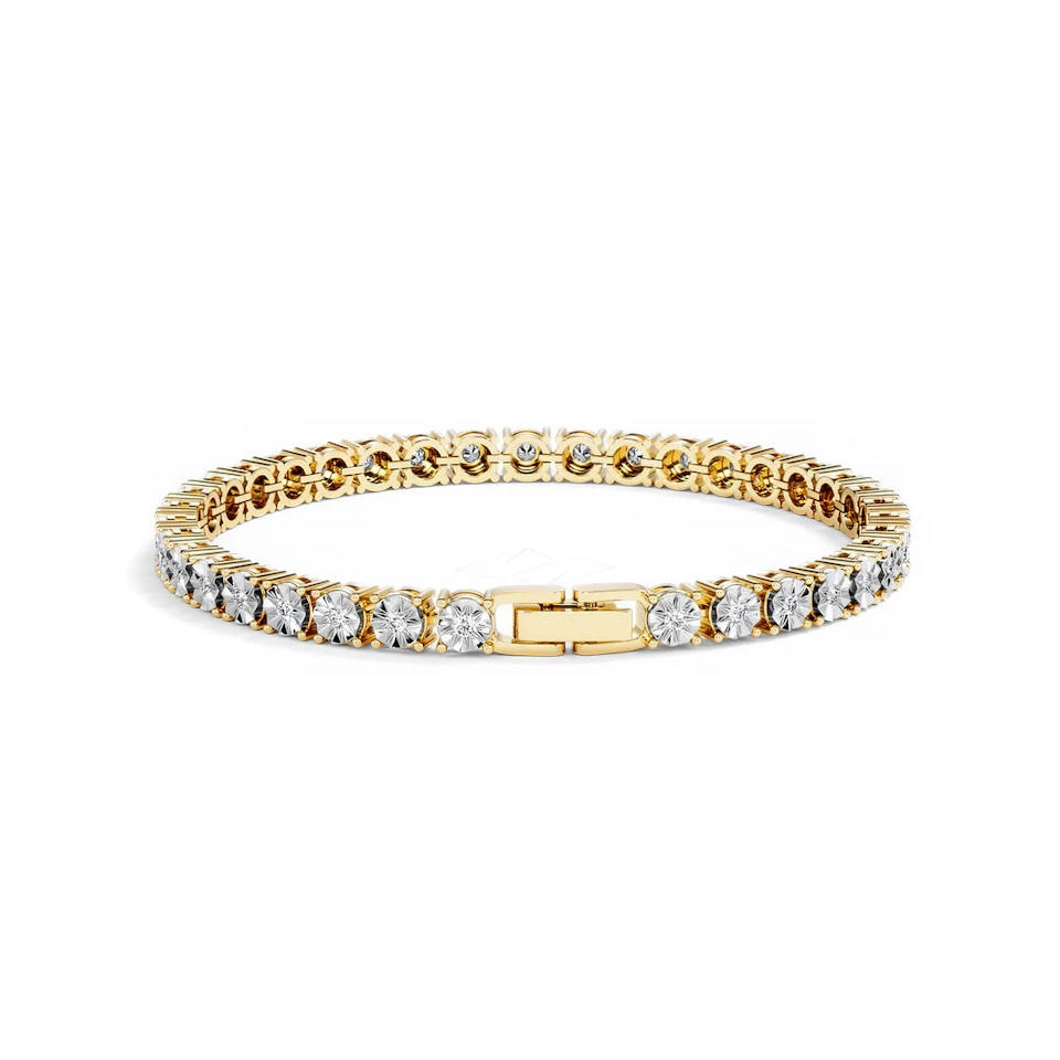 Mens Lab Diamond 1.00ct Tennis Bracelet in 18K Gold Vermeil