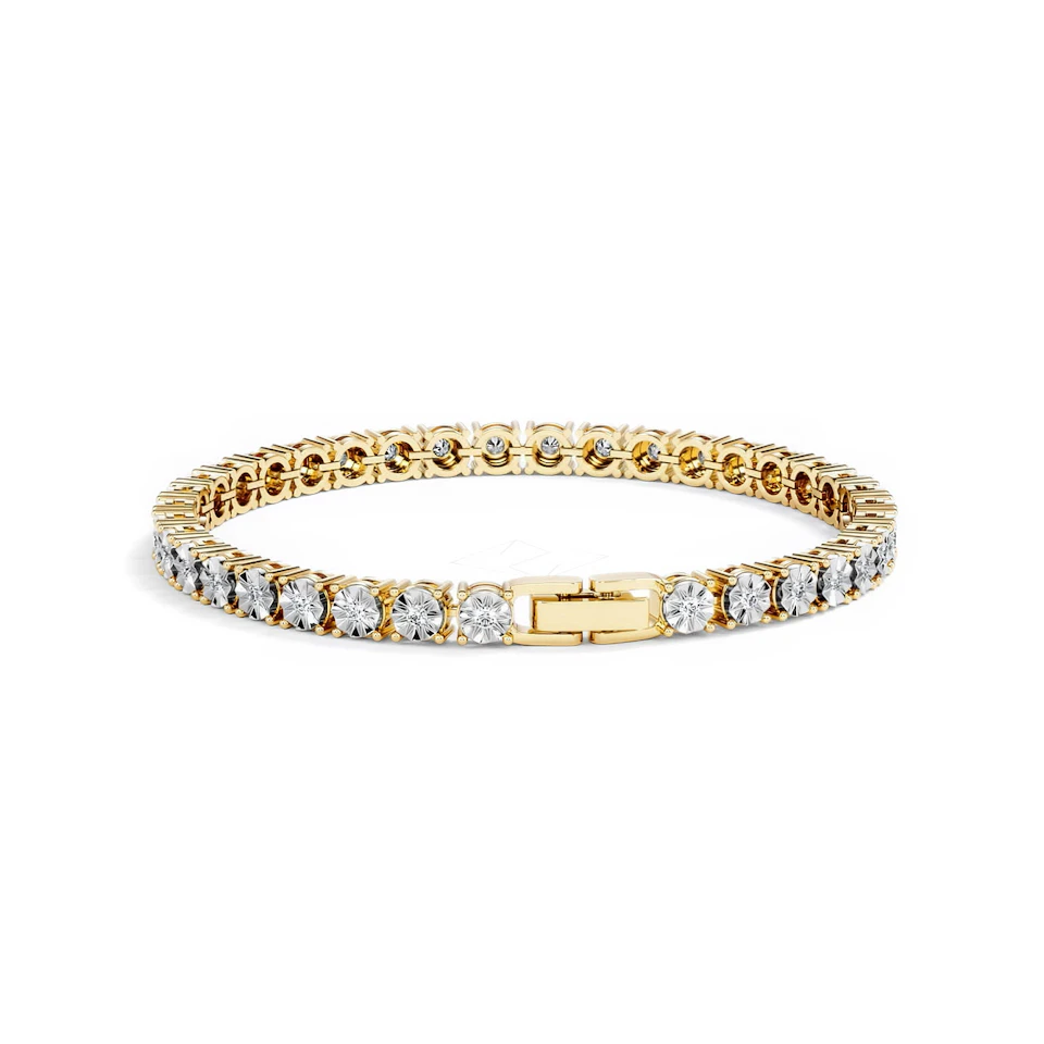 Mens Lab Diamond 1.00ct Tennis Bracelet in 18K Gold Vermeil