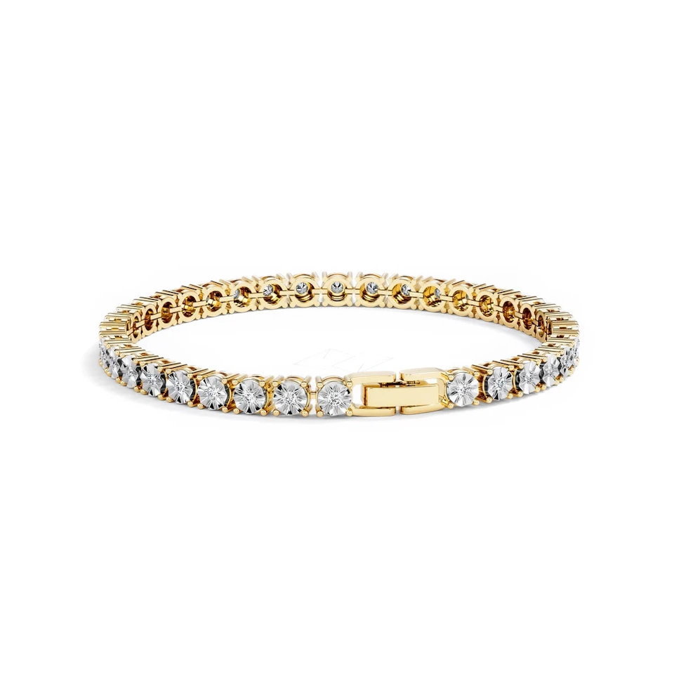 Mens Lab Diamond 1.00ct Tennis Bracelet in 18K Gold Vermeil
