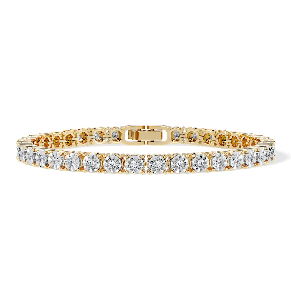 Brilliance Lab Diamond Set 1.00ct Tennis Bracelet in 18K Gold Vermeil