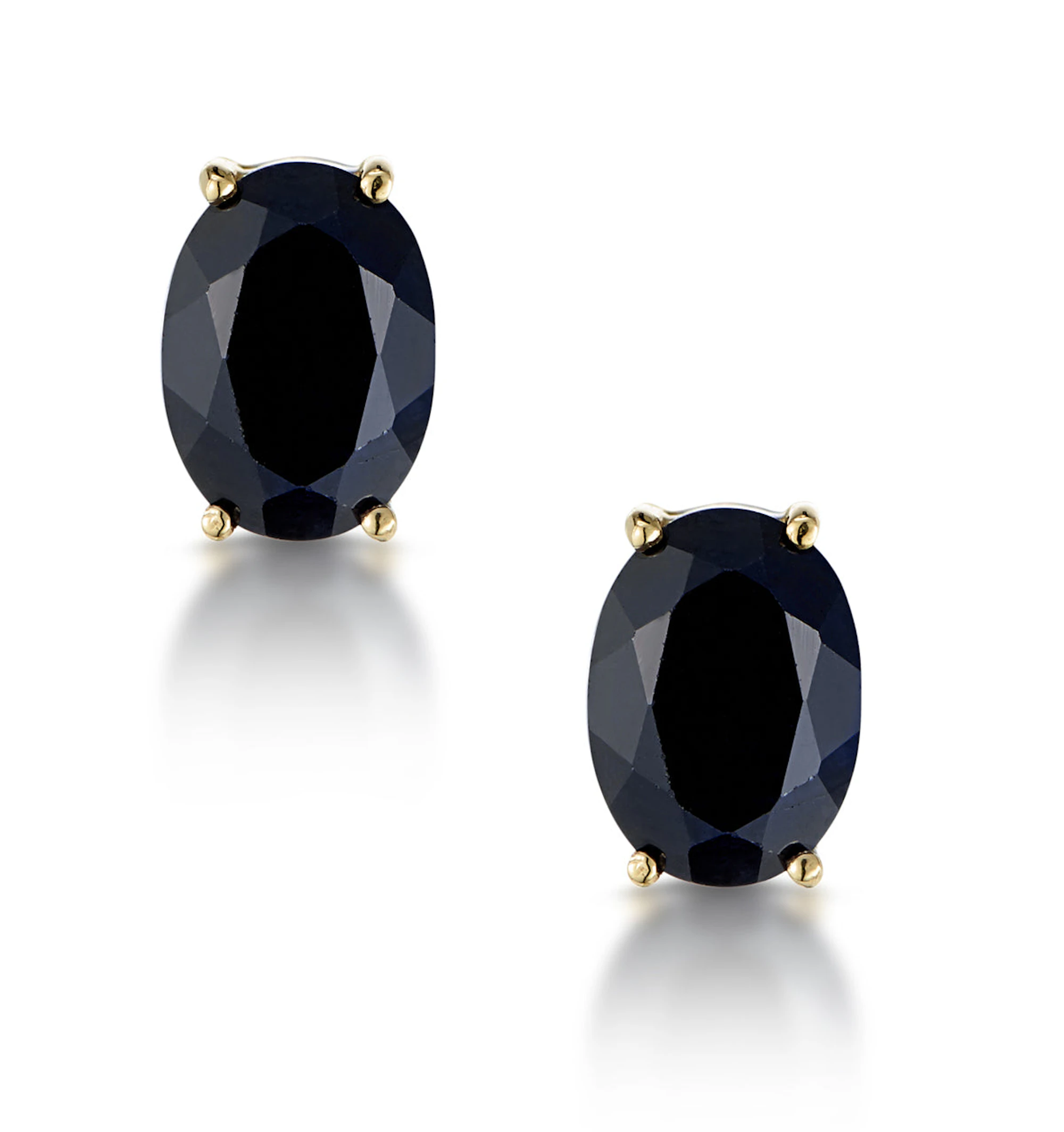 Sapphire 7mm x 5mm 9K Yellow Gold Earrings