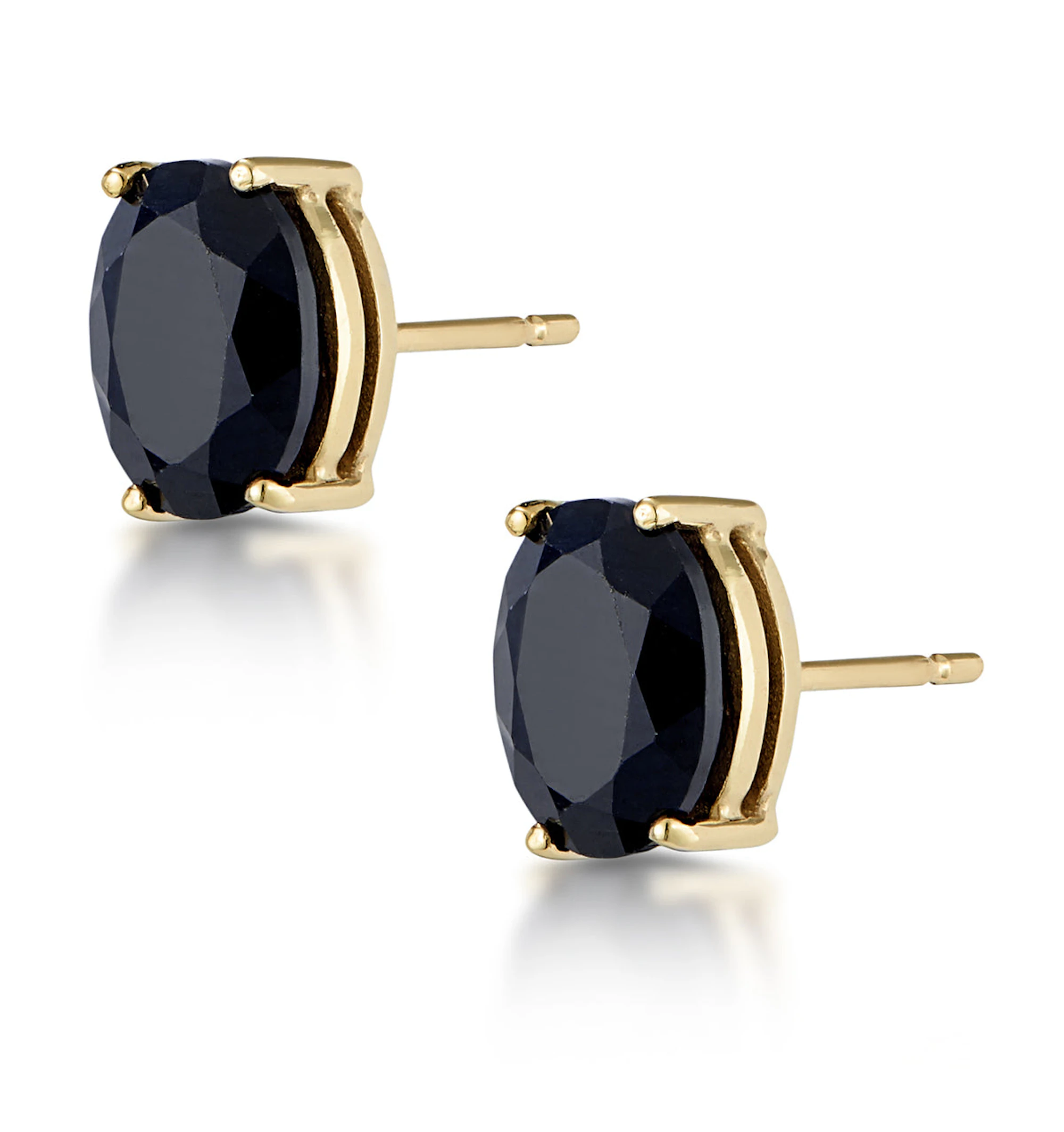 Sapphire 7mm x 5mm 9K Yellow Gold Earrings