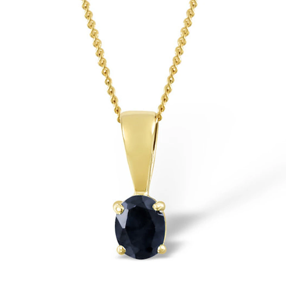 Sapphire 5 x 4 mm 18K Yellow Gold Pendant Necklace