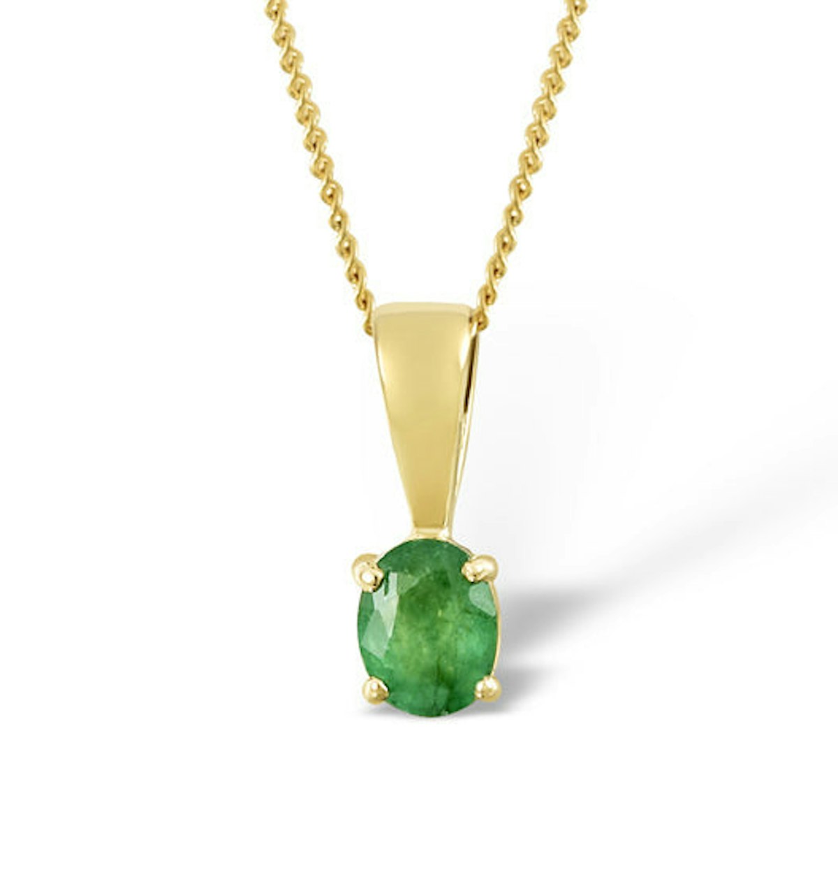 Emerald 5 x 4mm 18K Yellow Gold Pendant Necklace