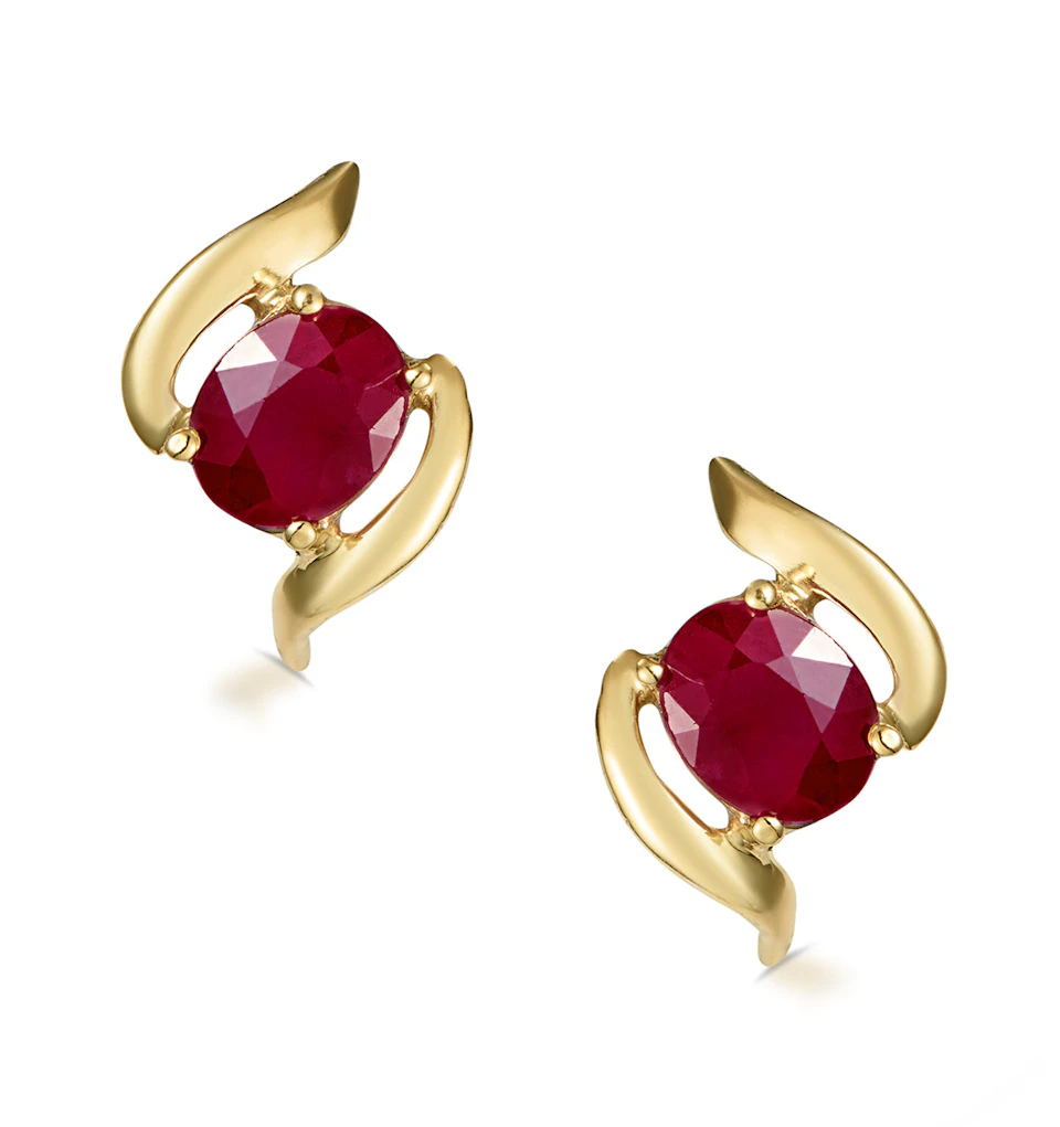 Ruby 0.73CT 9K Yellow Gold Earrings B3275