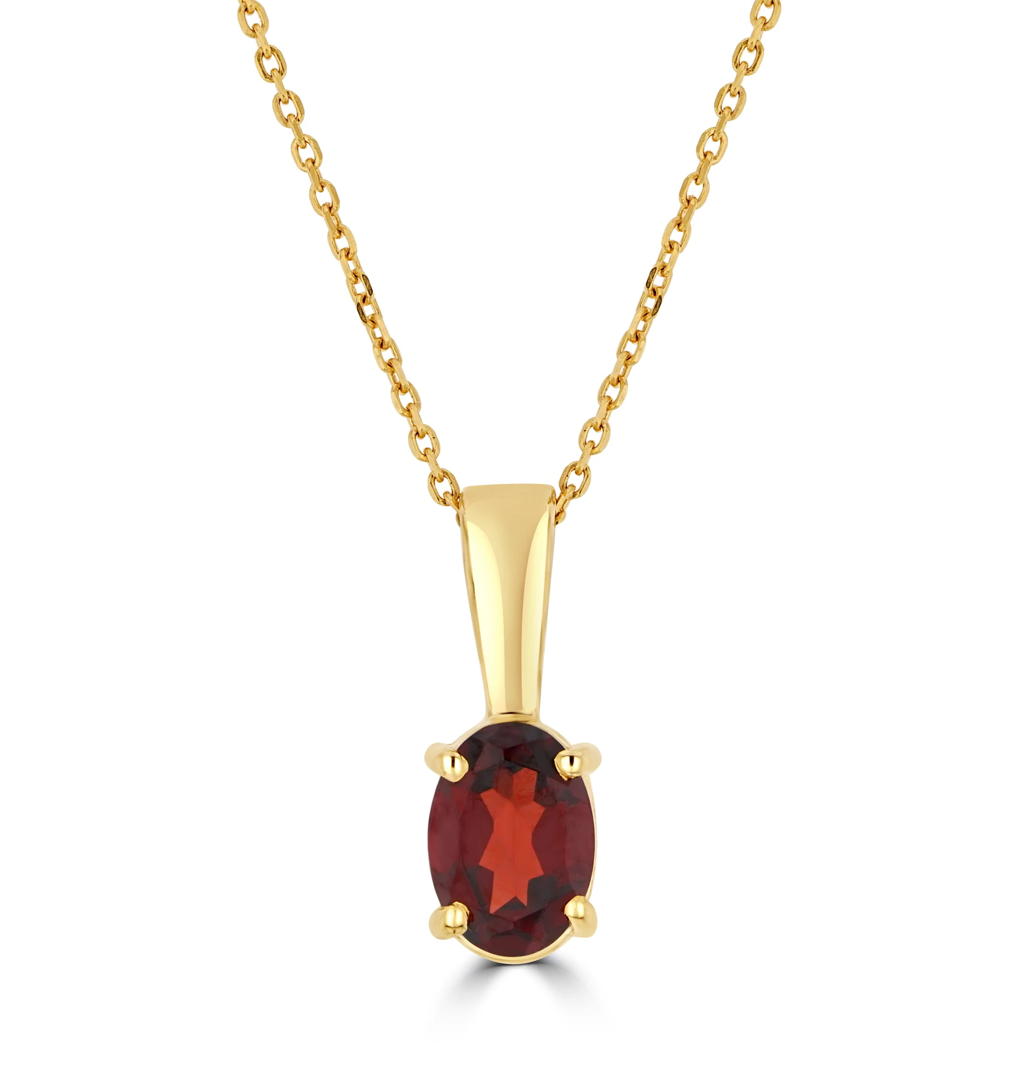 7mm x 5mm Garnet 9K Gold Pendant Necklace - B3388