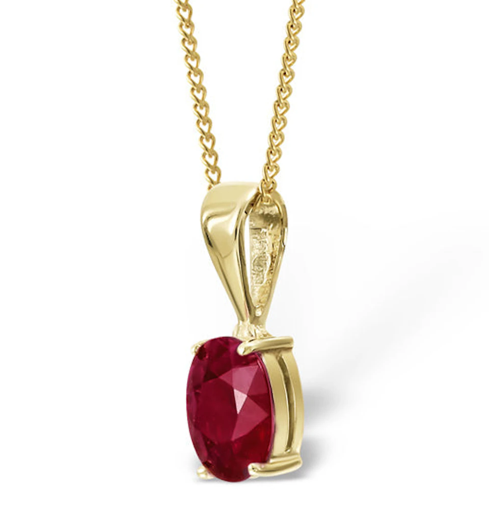Ruby 7 x 5mm 18K Yellow Gold Pendant Necklace