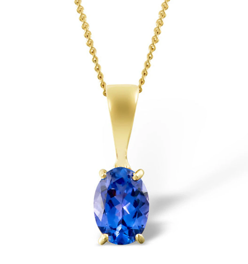 Tanzanite 7 x 5mm 9K Yellow Gold Pendant Necklace