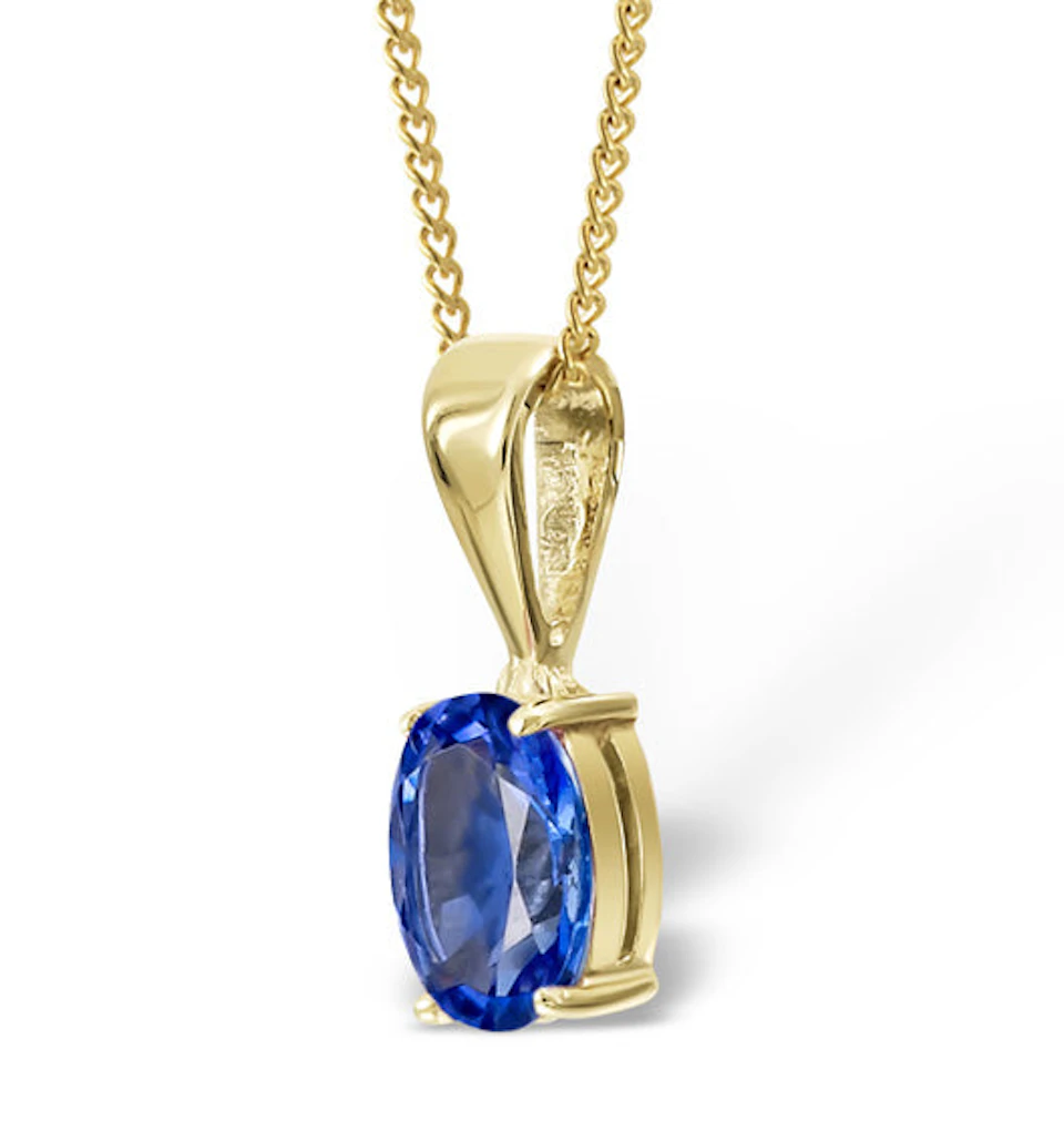 Tanzanite 7 x 5mm 9K Yellow Gold Pendant Necklace