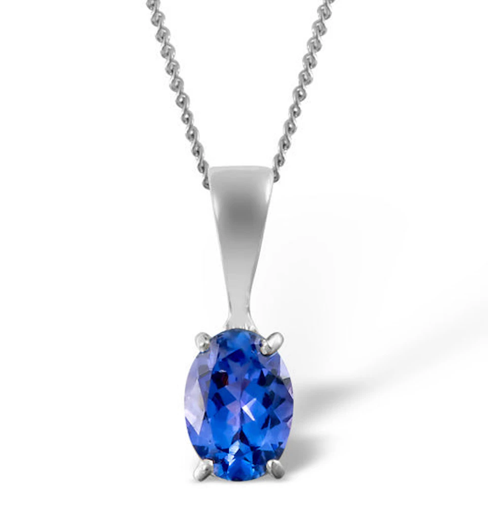 Tanzanite 7 x 5mm 18K White Gold Pendant Necklace