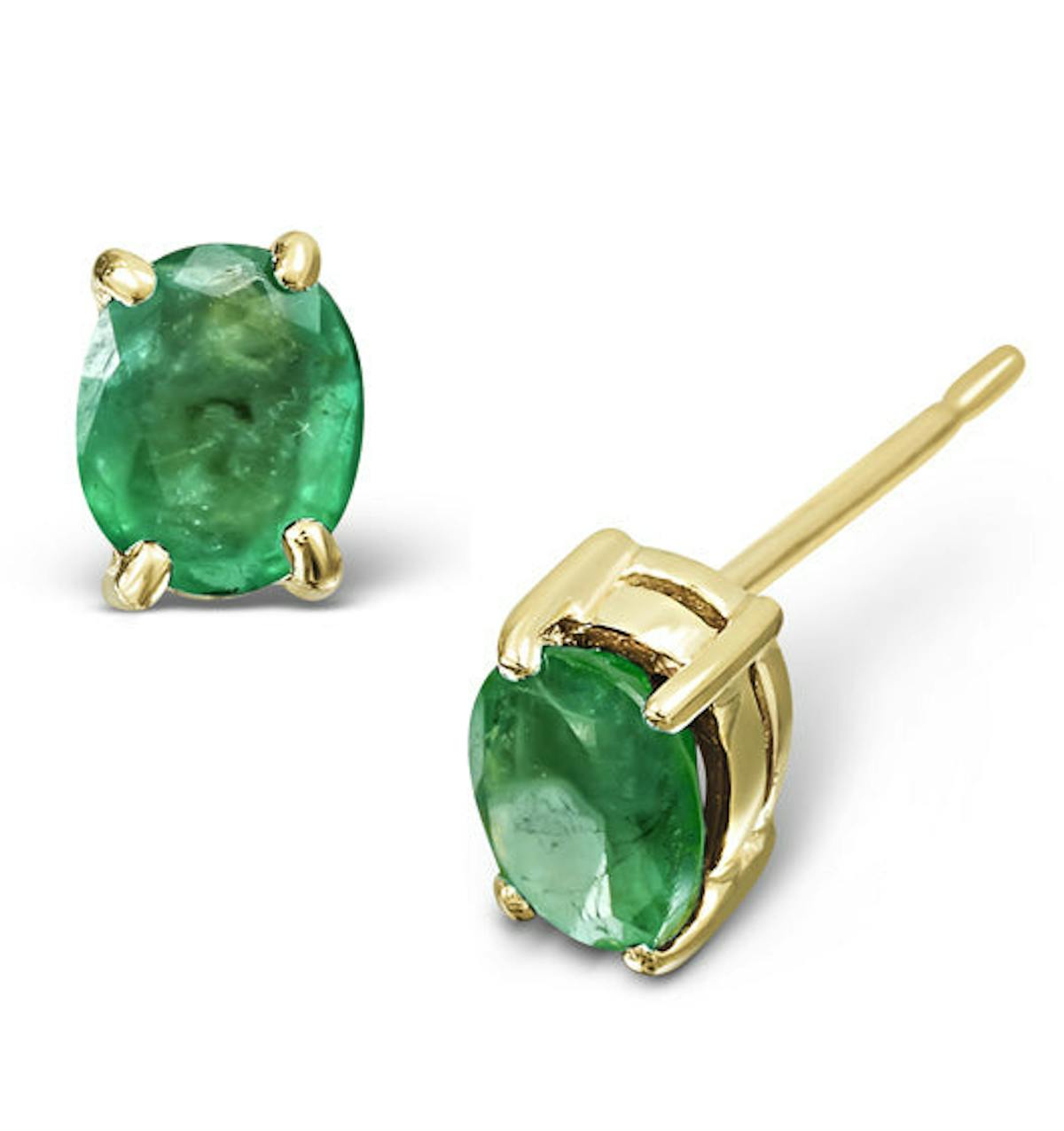 Emerald 5 x 4mm 18K Yellow Gold Earrings