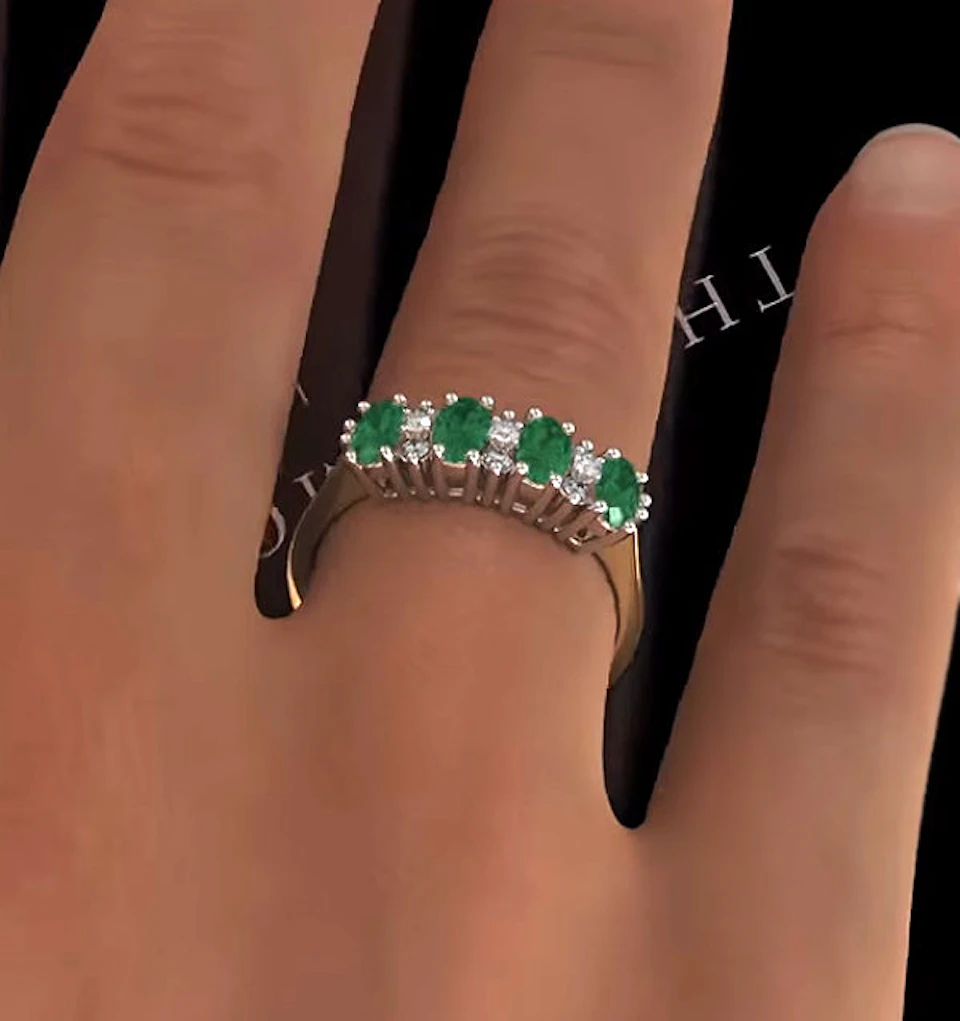 Emerald 0.94ct And Diamond 9K Gold Ring